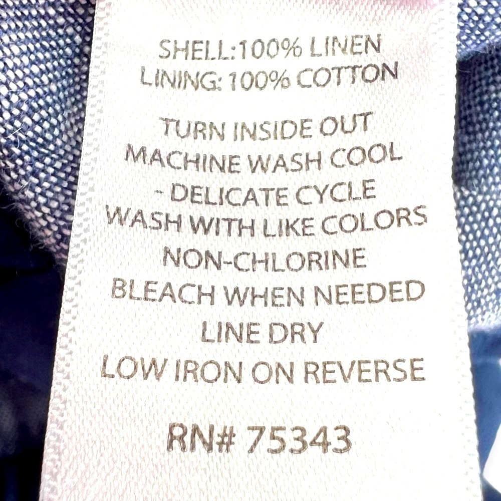 St Tropez West Linen Chambray Jumpsuit Cropped Wide Leg Denim Blue Pockets Sz 2 - Picture 13 of 14
